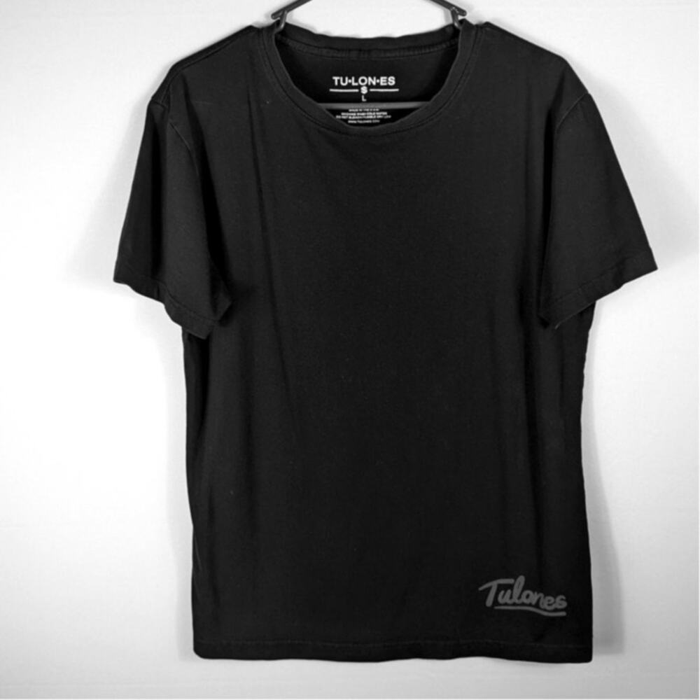 Tulones Large Black T-Shirt Men’s Logo Tee Stretch Blend USA Cotton Poly Spandex